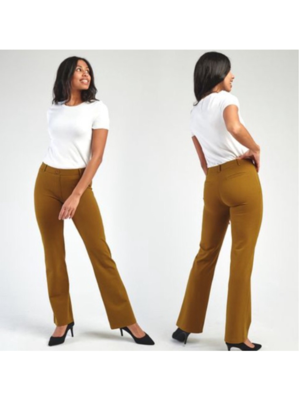 Betabrand Brown Bootcut Dress Yoga Pants Trousers Size Medium Long